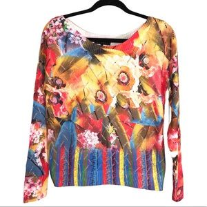 Boho Colorful Knit Sweater, Size Small